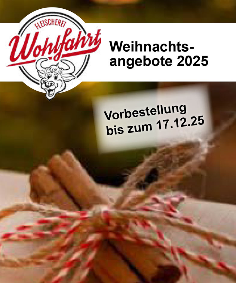 Weihnachtsangebote Fleischerei Wohlfahrt in Bochum und Witten 2025